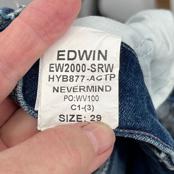 Edwin Blue Cotton Blend Stretch Pixie 9" Mid Rise Skinny Denim Jeans Size 29 - Picture 11 of 11